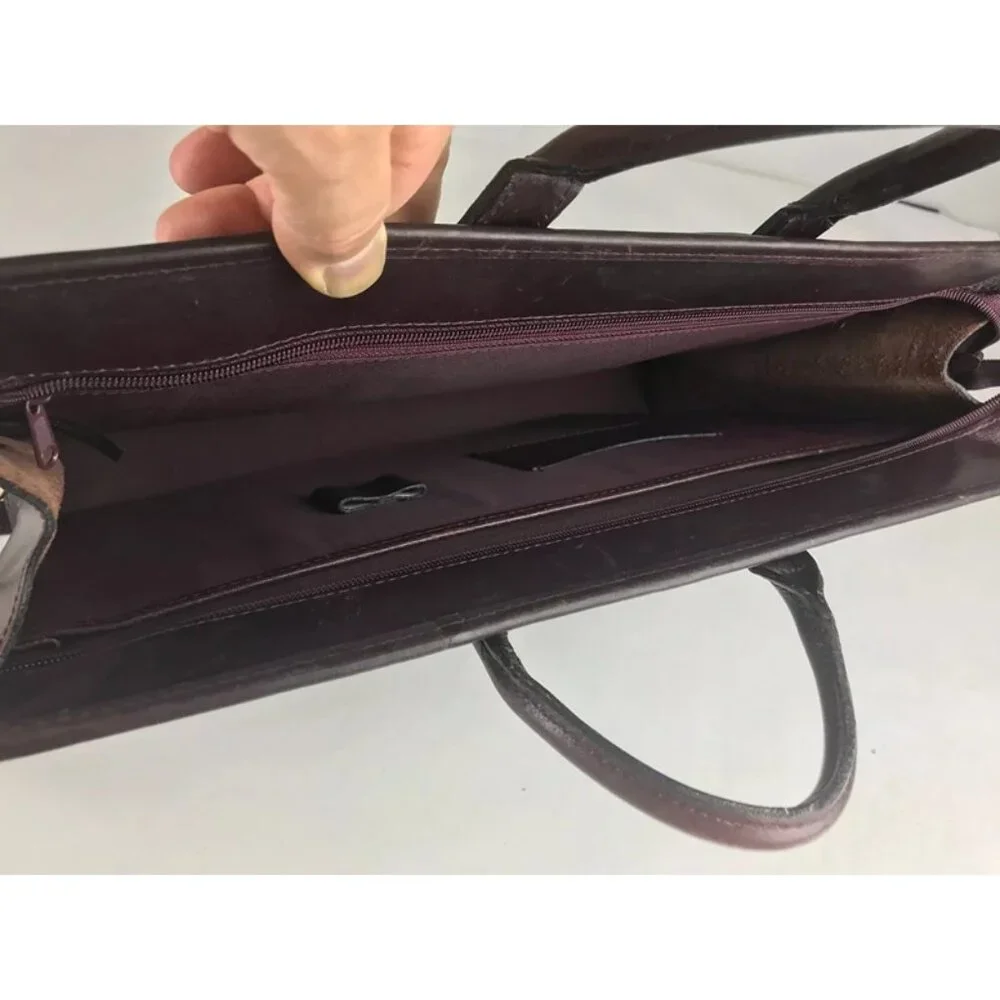 Dilana Briefcase Document‎ Case Unisex Brown Leather Detachable Strap Bag